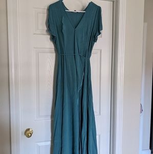 Lulu's Teal Maxi Wrap Dress